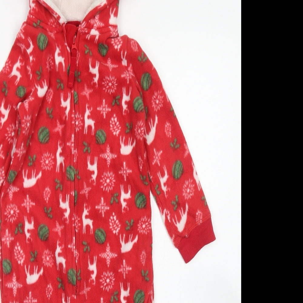 Lupilu Boys Red Fair Isle Polyester  One Piece Size 2-3 Years  Zip