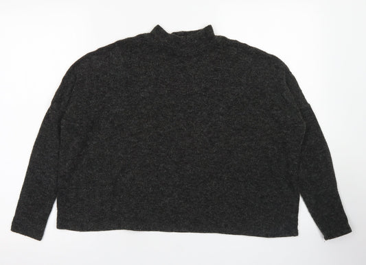 Divided Womens Grey  Acrylic Cropped T-Shirt Size XS Mock Neck - Cropped