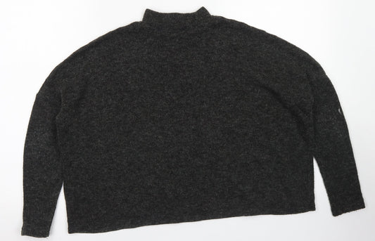 Divided Womens Grey  Acrylic Cropped T-Shirt Size XS Mock Neck - Cropped