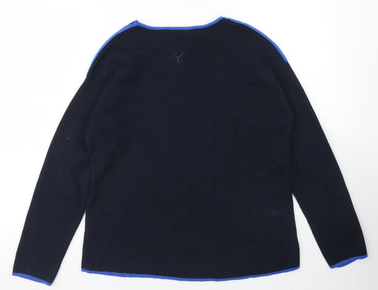 Dorothy Perkins Womens Blue Round Neck  Cotton Pullover Jumper Size 12