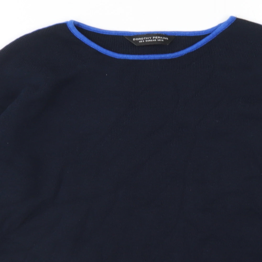 Dorothy Perkins Womens Blue Round Neck  Cotton Pullover Jumper Size 12
