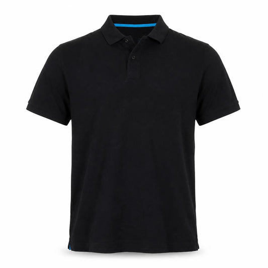 Easy Mens Black  Cotton  Polo Size L Collared Button