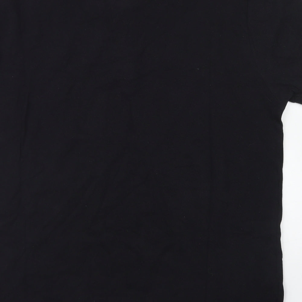 Easy Mens Black  Cotton  Polo Size L Collared Button