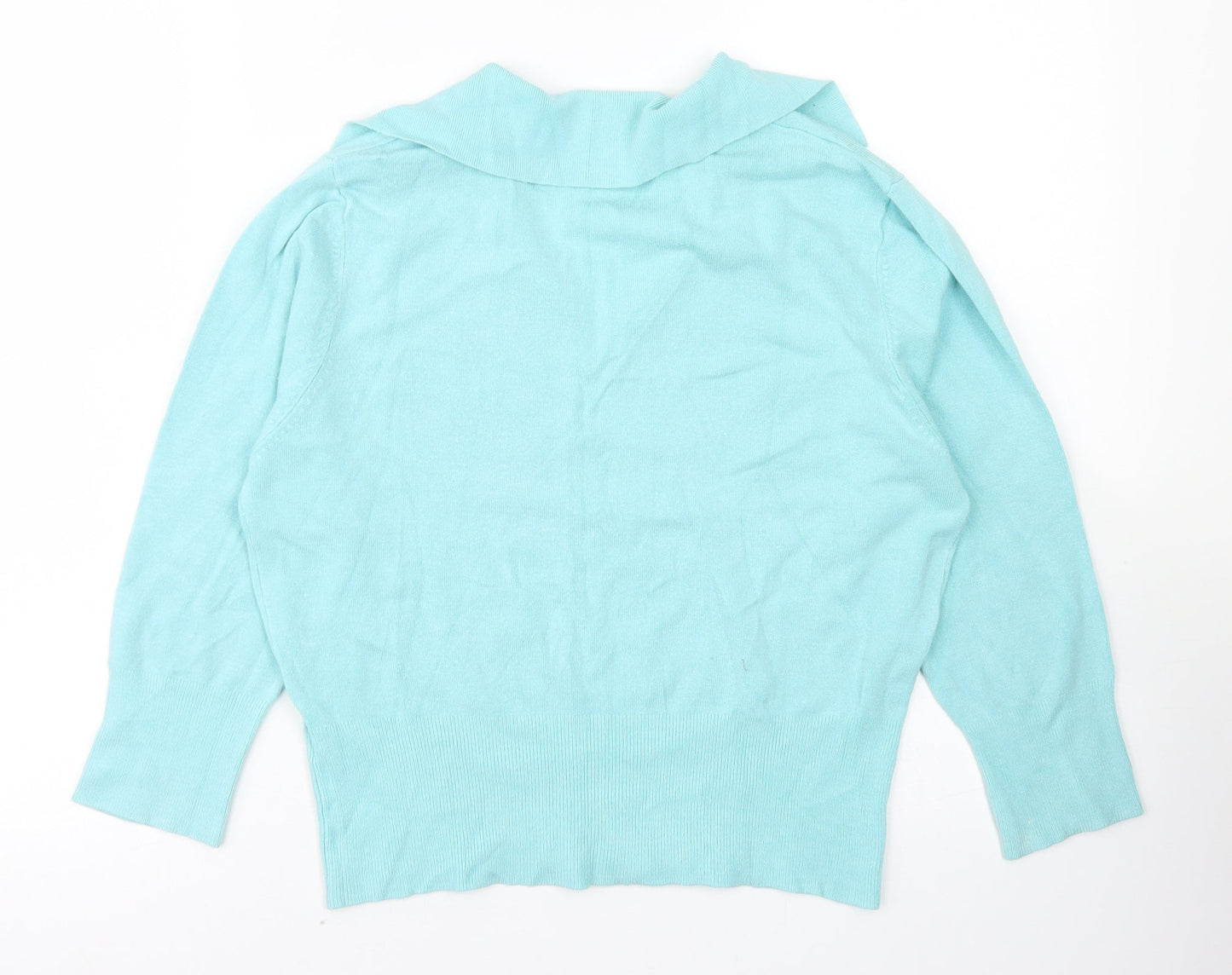 Nouveau Edition Womens Blue Collared  Viscose Pullover Jumper Size L