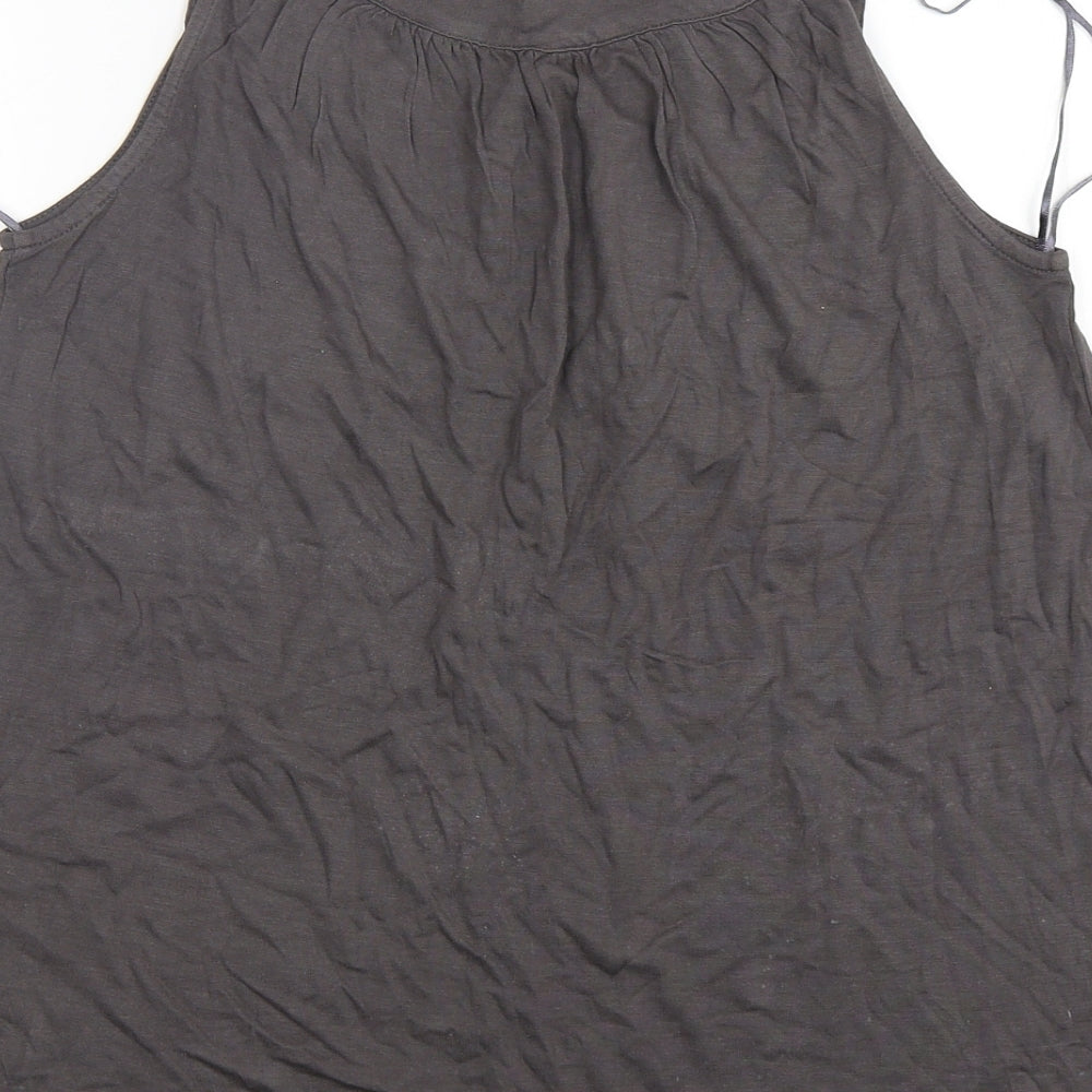 Monsoon Womens Grey  Viscose Basic Tank Size 10 Round Neck