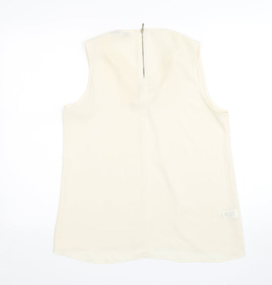 NEXT Womens Beige  Polyester Basic Blouse Size 10 V-Neck