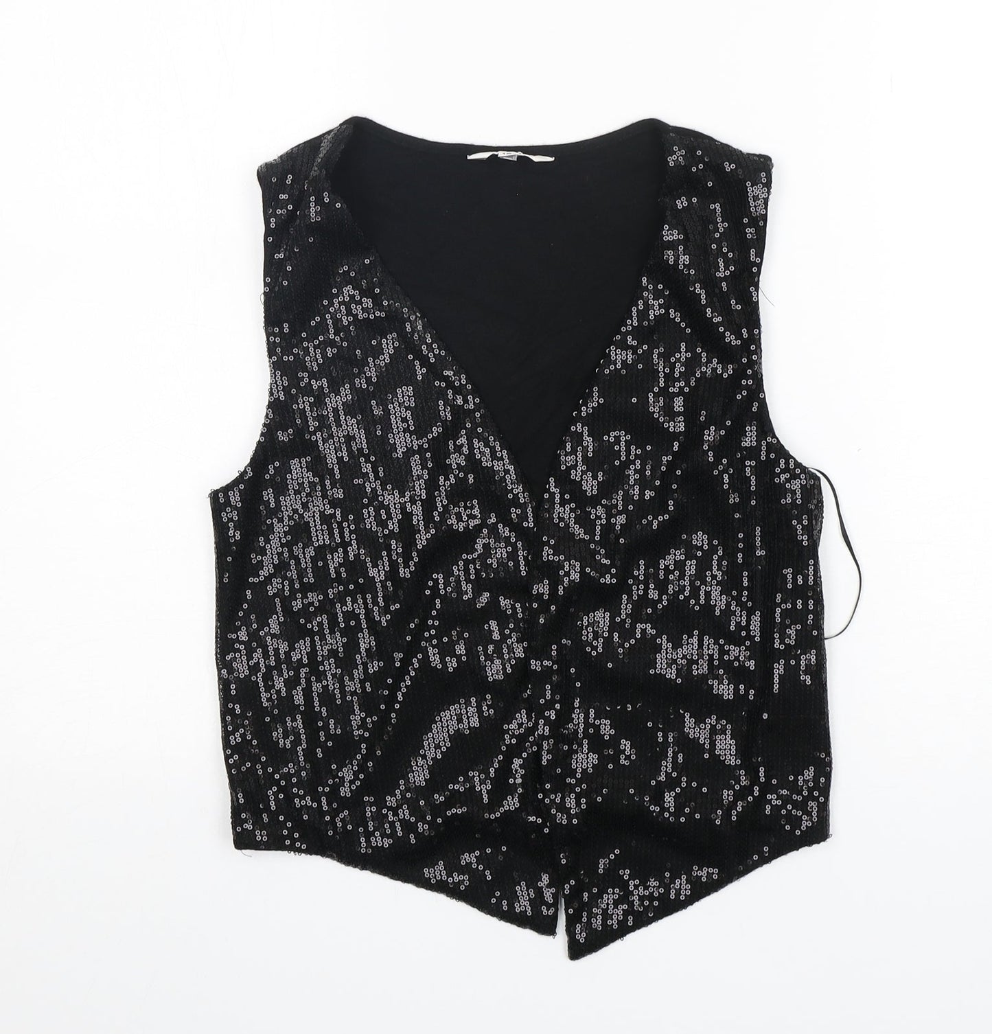 M&Co Womens Black V-Neck  Polyester Cardigan Jumper Size 10