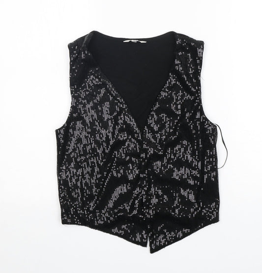 M&Co Womens Black V-Neck  Polyester Cardigan Jumper Size 10