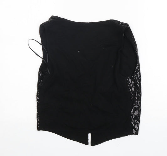 M&Co Womens Black V-Neck  Polyester Cardigan Jumper Size 10