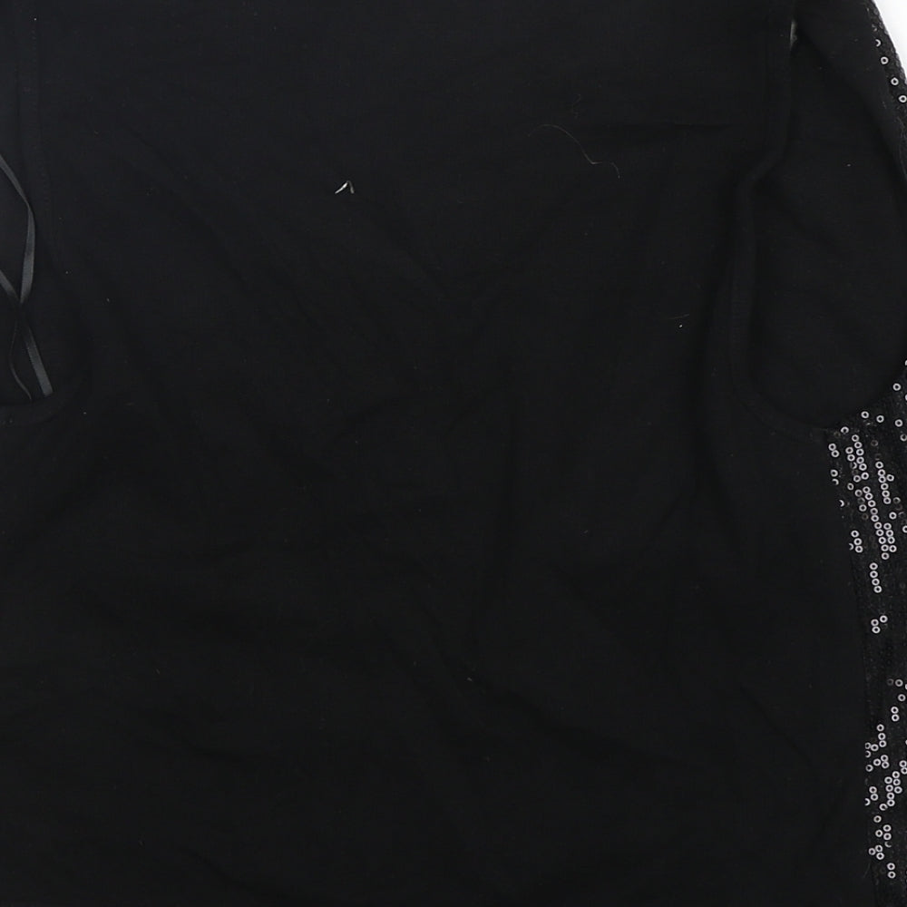 M&Co Womens Black V-Neck  Polyester Cardigan Jumper Size 10