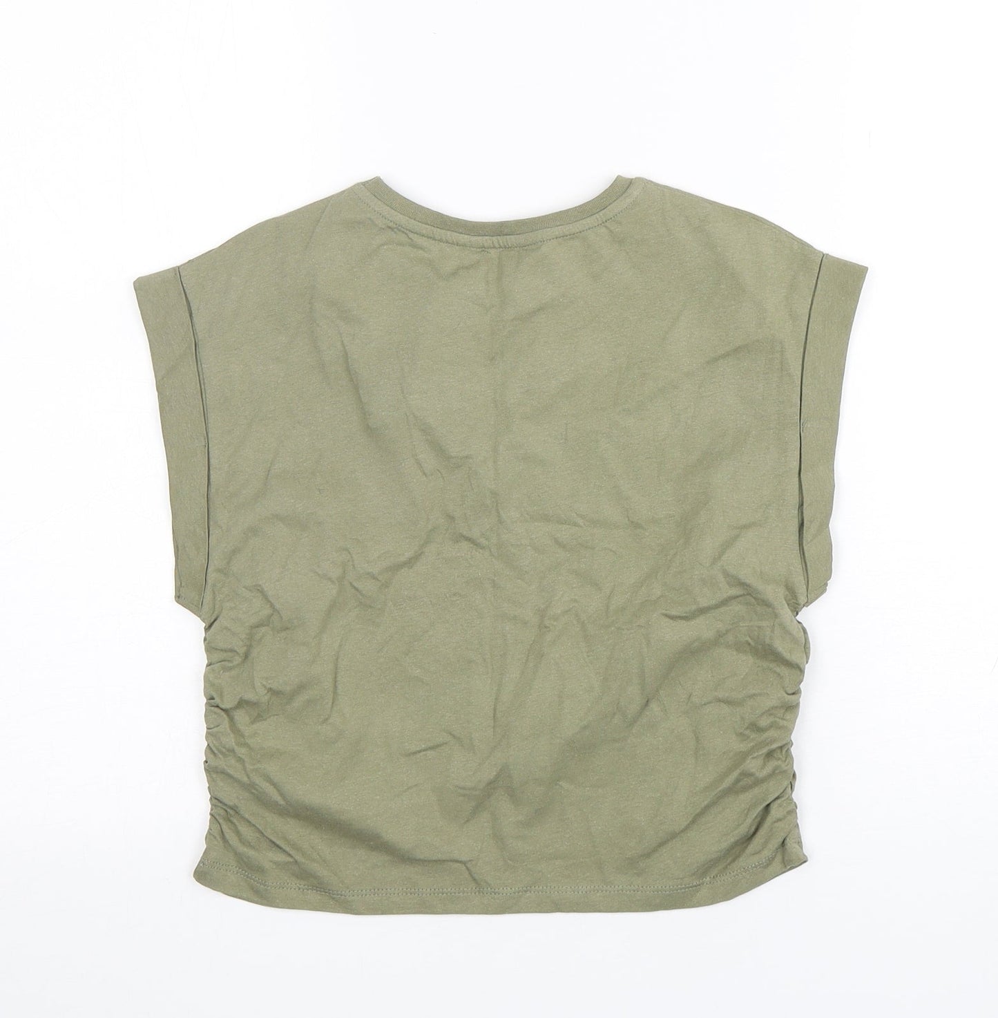 Matalan Boys Green  Cotton Basic T-Shirt Size 12 Years Round Neck