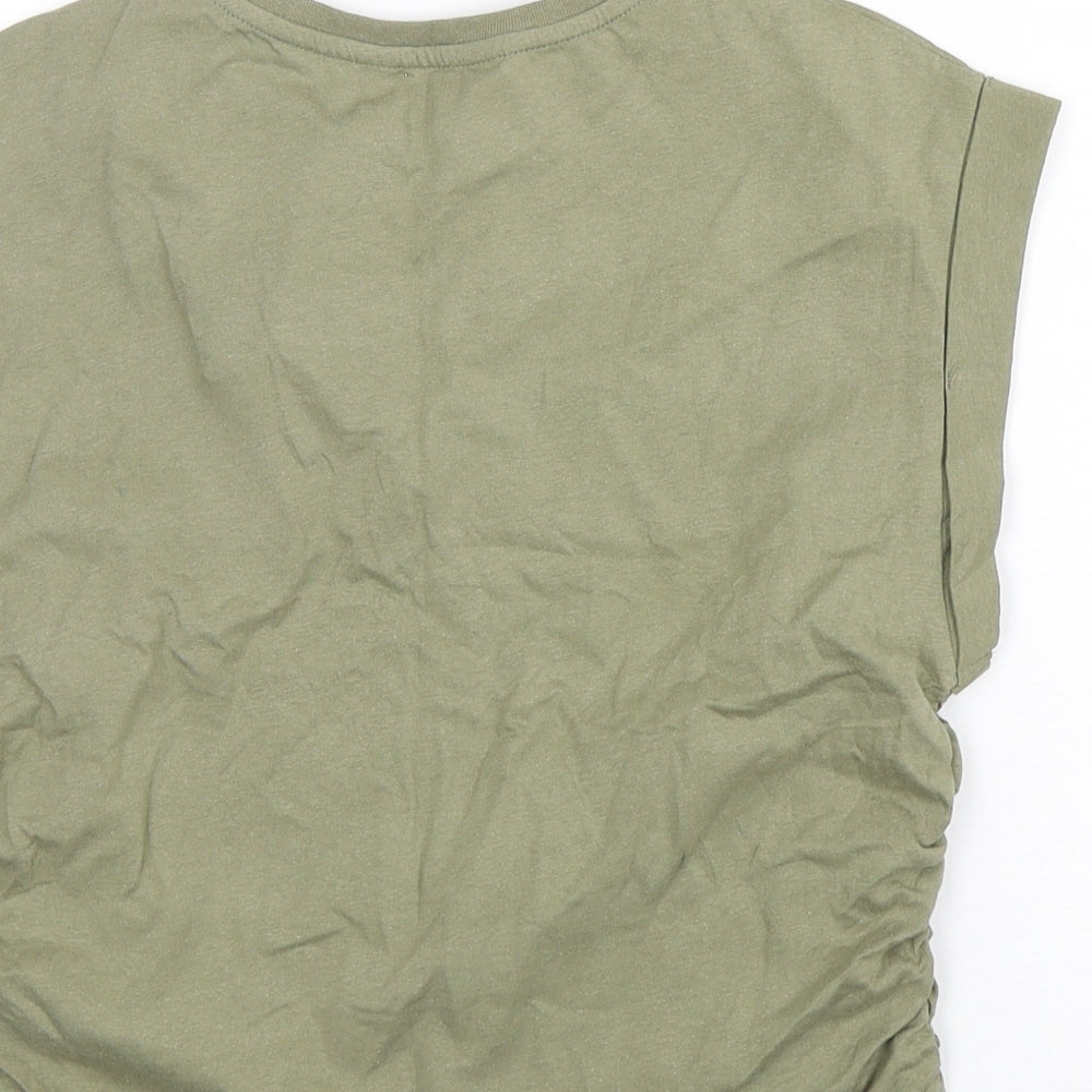 Matalan Boys Green  Cotton Basic T-Shirt Size 12 Years Round Neck