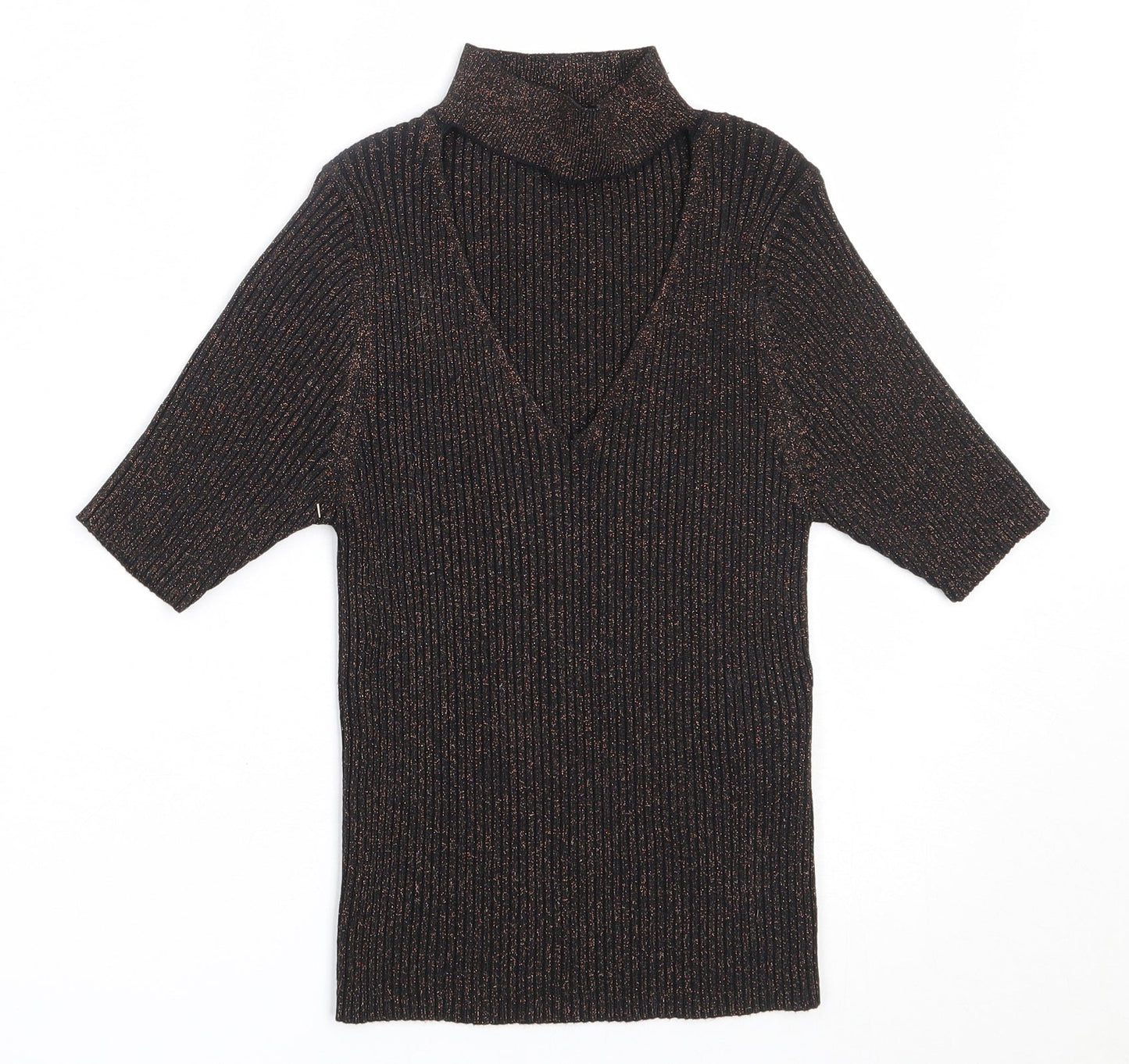 New Look Womens Black  Viscose Basic Blouse Size 8 V-Neck