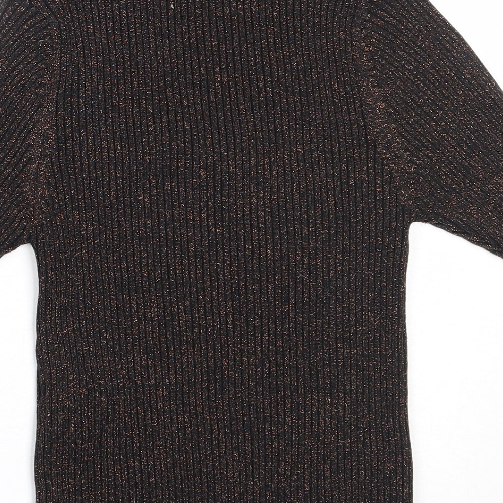 New Look Womens Black  Viscose Basic Blouse Size 8 V-Neck