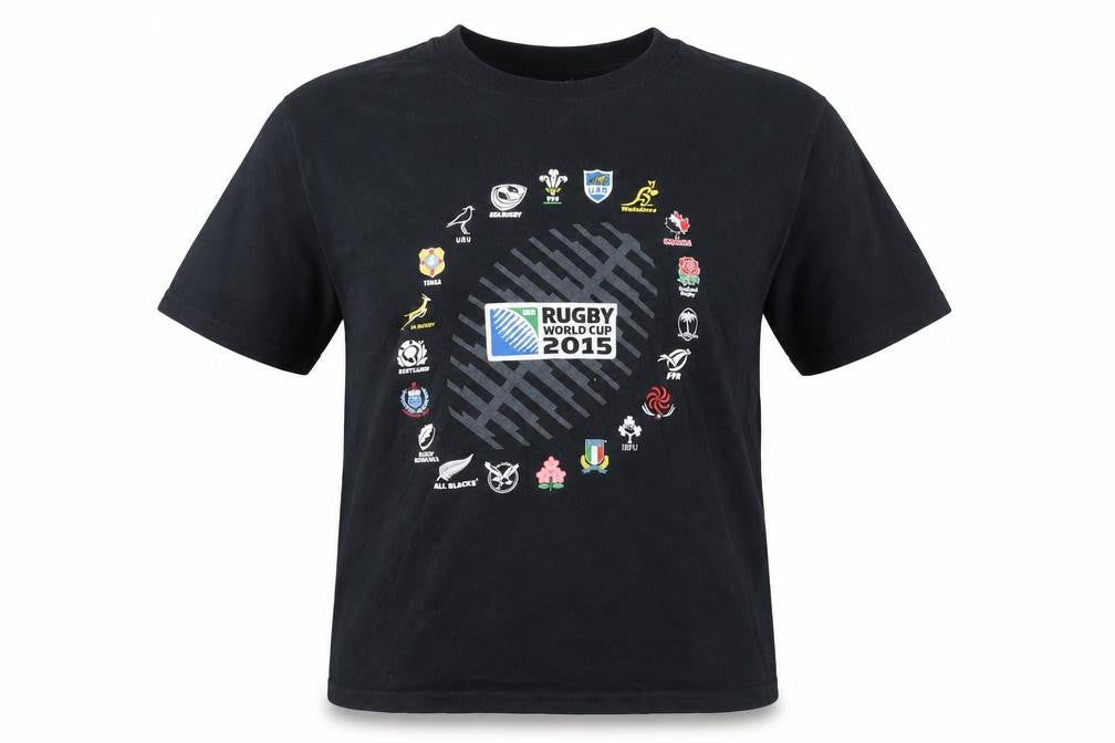 Rugby World Cup 2015 Boys Black  Cotton Basic T-Shirt Size S Round Neck  - Rugby World Cup 2015