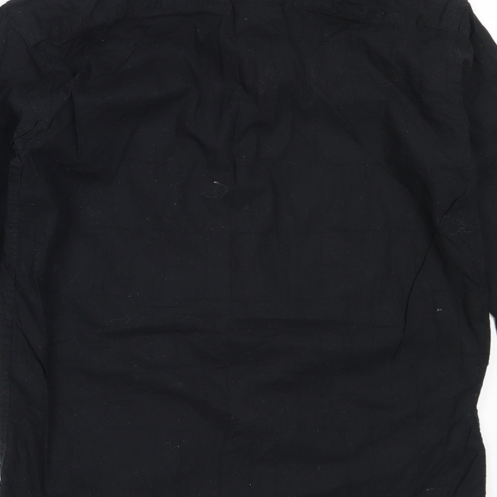 Fiori Mens Black  Cotton  Button-Up Size S Collared