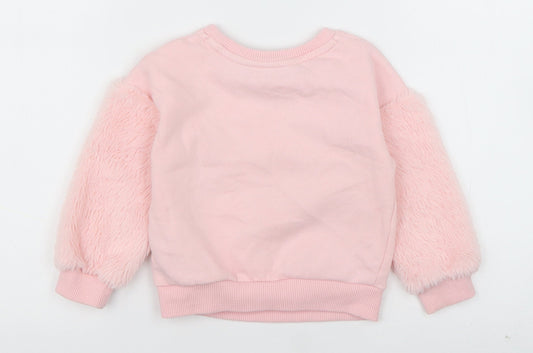 George Girls Pink  Cotton Pullover Jumper Size 12-18 Months  Pullover - I Love Pudsey