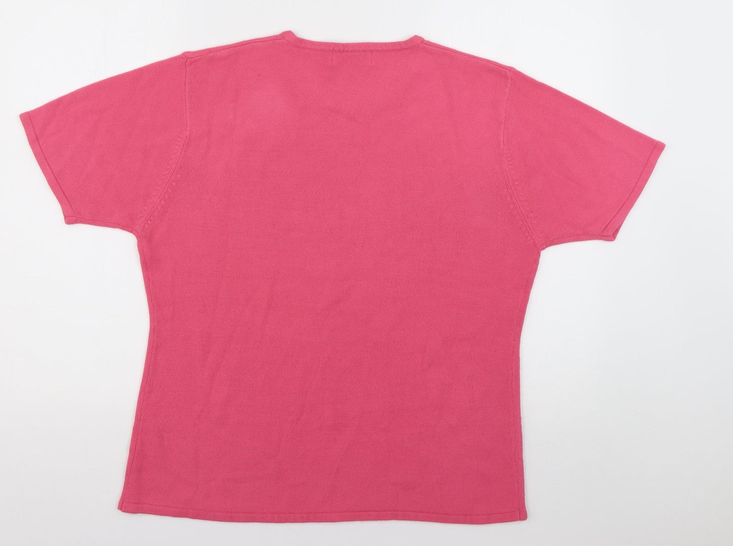Fabrizo Womens Pink Floral Acrylic Pullover Sweatshirt Size L  Pullover