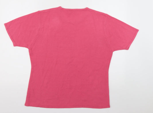 Fabrizo Womens Pink Floral Acrylic Pullover Sweatshirt Size L  Pullover