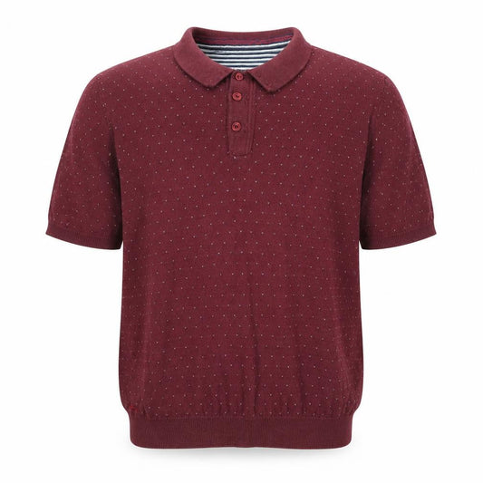 le shark Mens Red Geometric Cotton  Polo Size L Collared Button