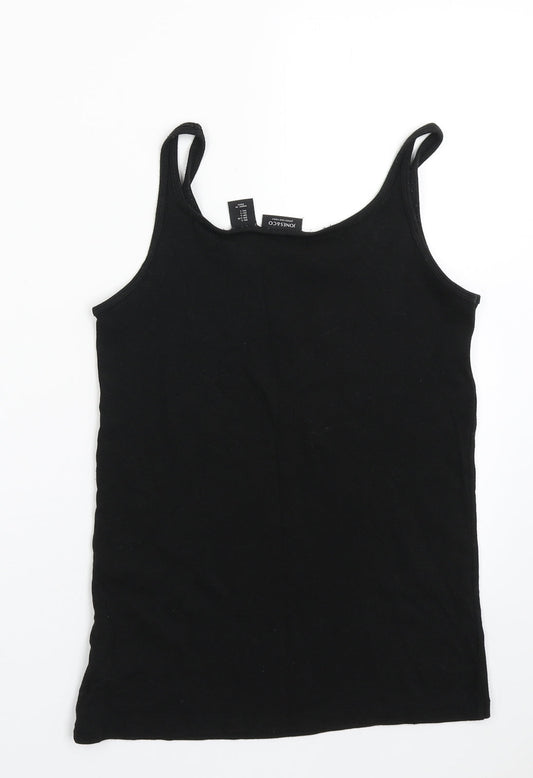 Jones & Co Womens Black  Cotton Basic Tank Size L Scoop Neck