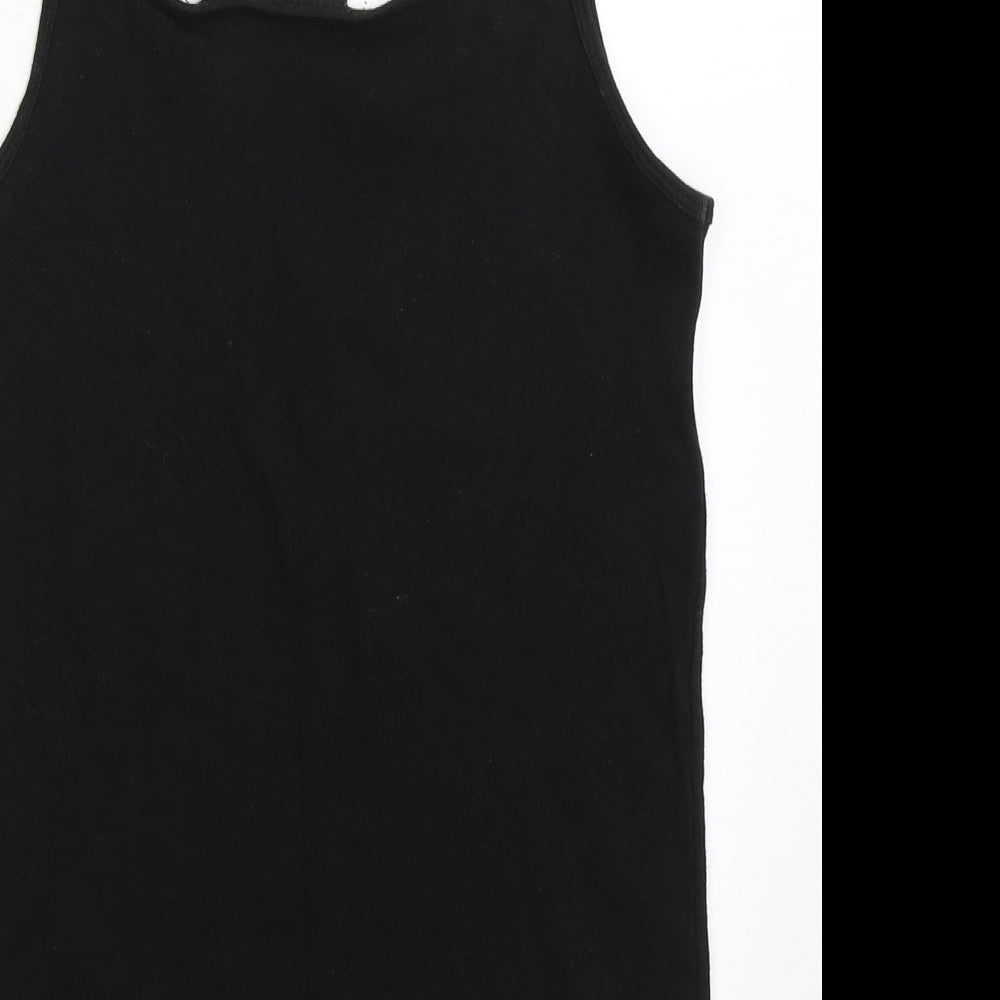Jones & Co Womens Black  Cotton Basic Tank Size L Scoop Neck