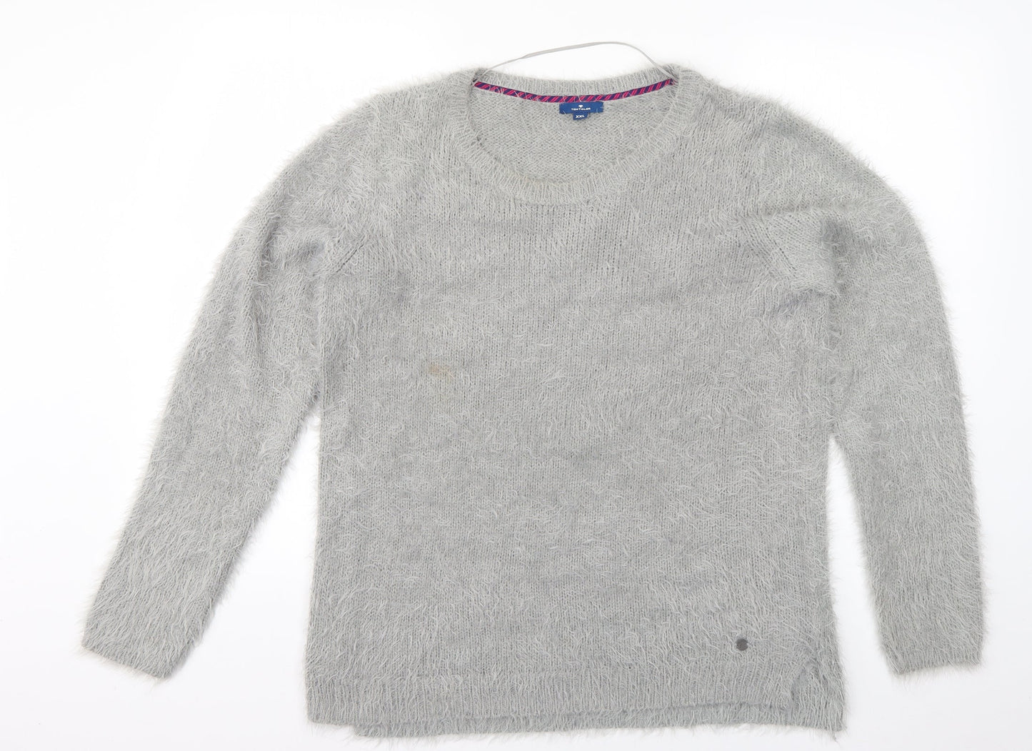 TOM TAILOR Womens Grey Scoop Neck  Acrylic Pullover Jumper Size 2XL