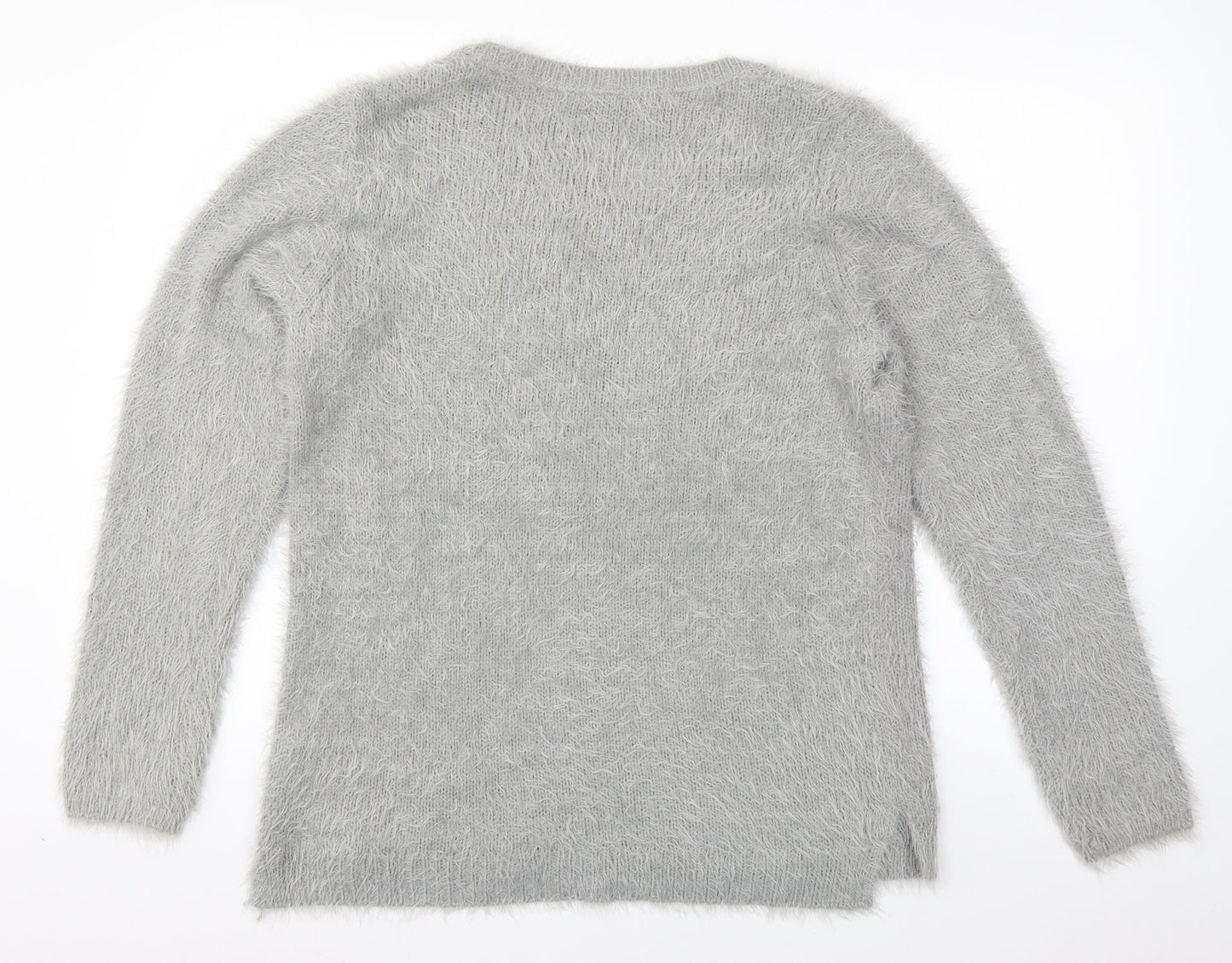 TOM TAILOR Womens Grey Scoop Neck  Acrylic Pullover Jumper Size 2XL