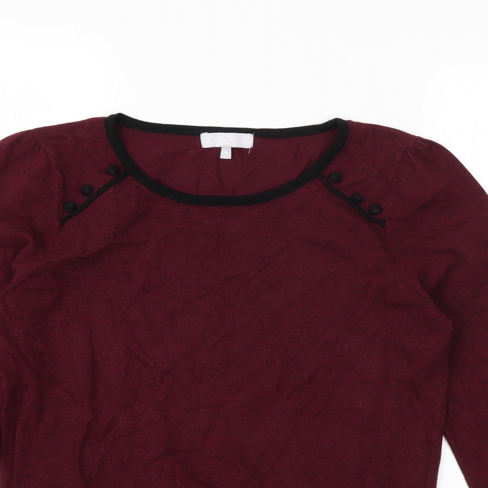 Red Herring Womens Purple Boat Neck  Viscose Pullover Jumper Size 14