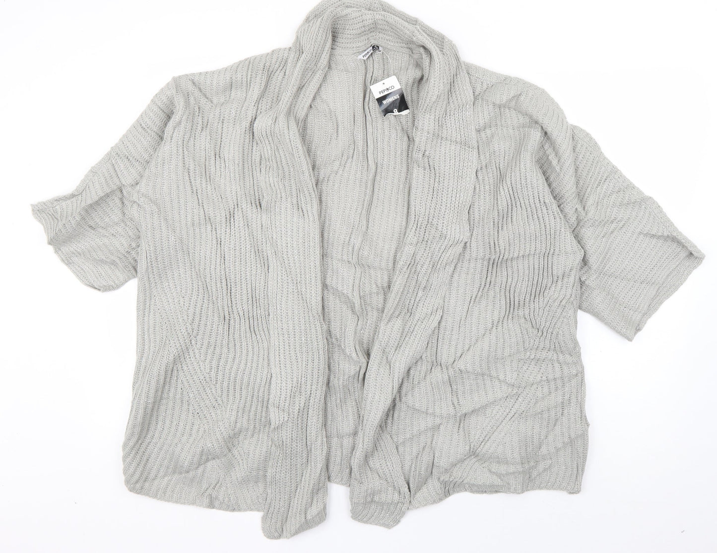 PEP & CO Womens Grey V-Neck  Acrylic Cardigan Jumper Size 8