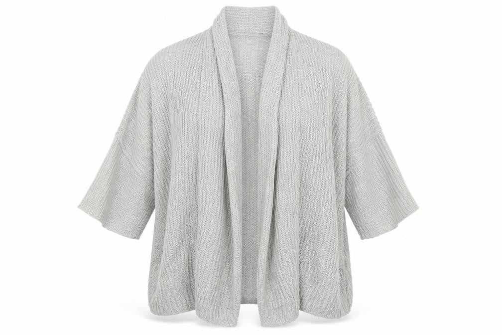 PEP & CO Womens Grey V-Neck  Acrylic Cardigan Jumper Size 8
