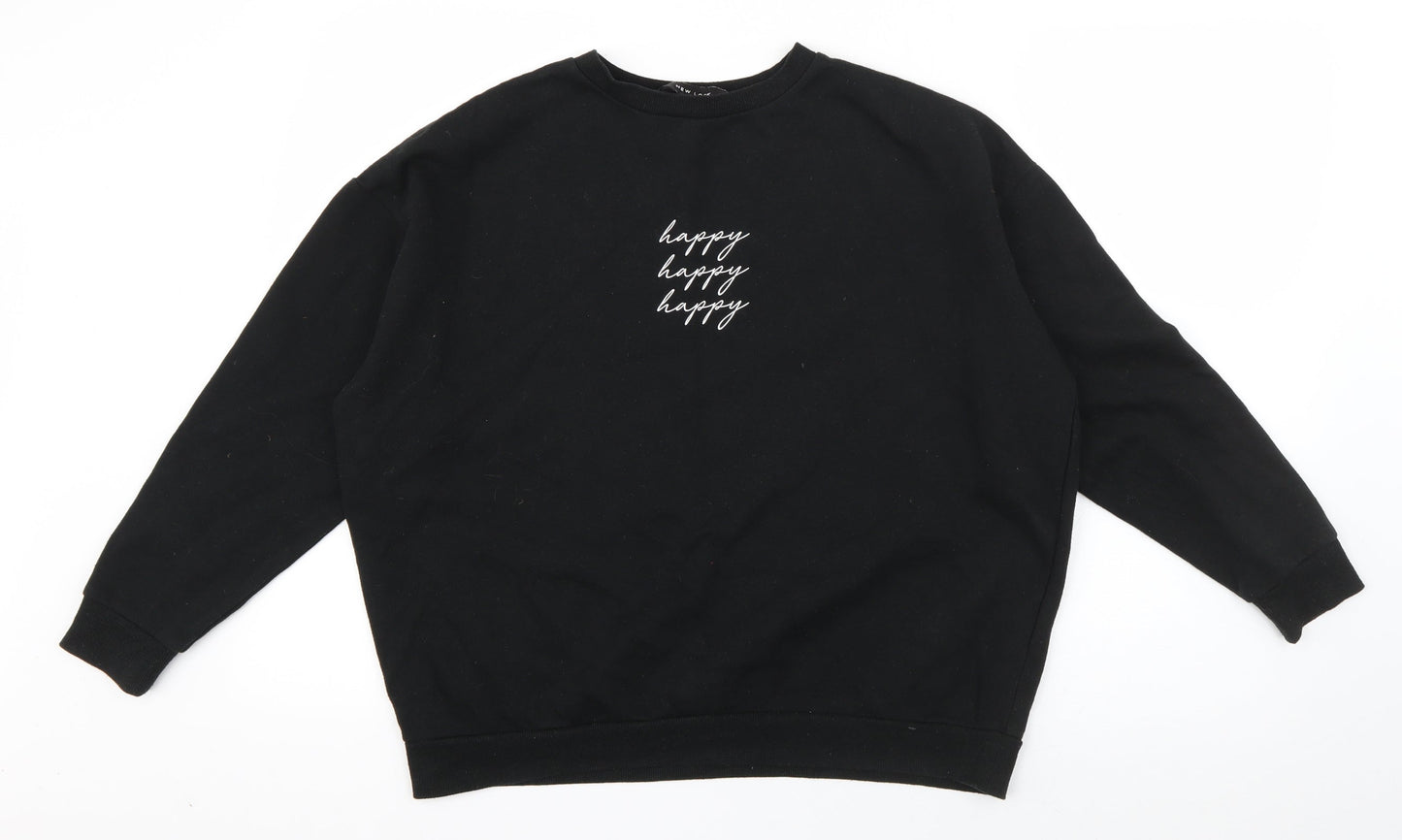 New Look Womens Black  Cotton Pullover Sweatshirt Size S  Pullover - Happy