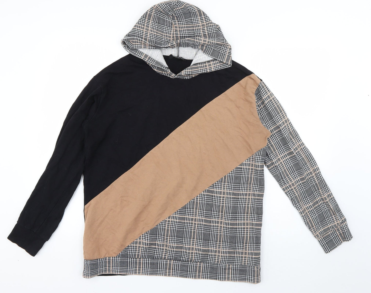 Select Womens Black Plaid Cotton Pullover Hoodie Size 10  Pullover