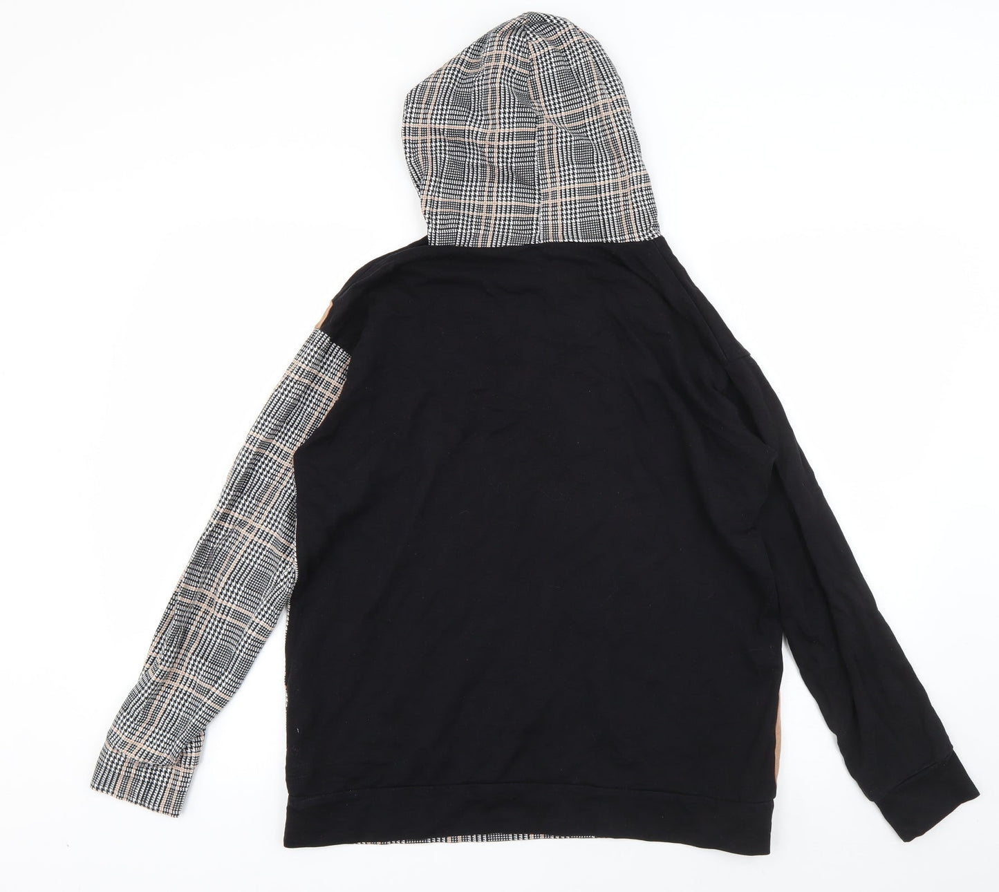 Select Womens Black Plaid Cotton Pullover Hoodie Size 10  Pullover