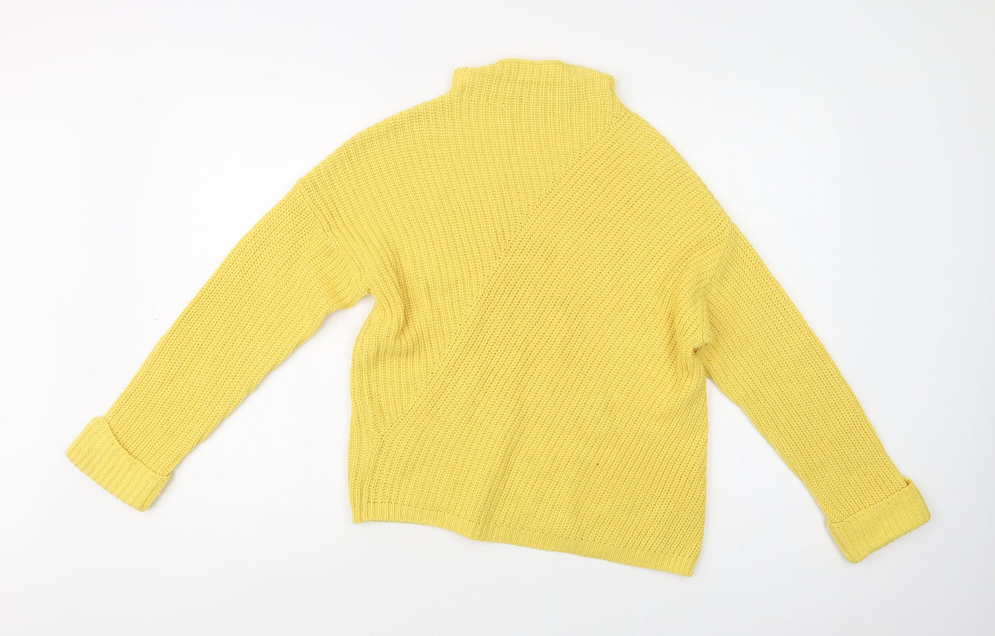 Dorothy Perkins Womens Yellow Mock Neck  Acrylic Pullover Jumper Size 8