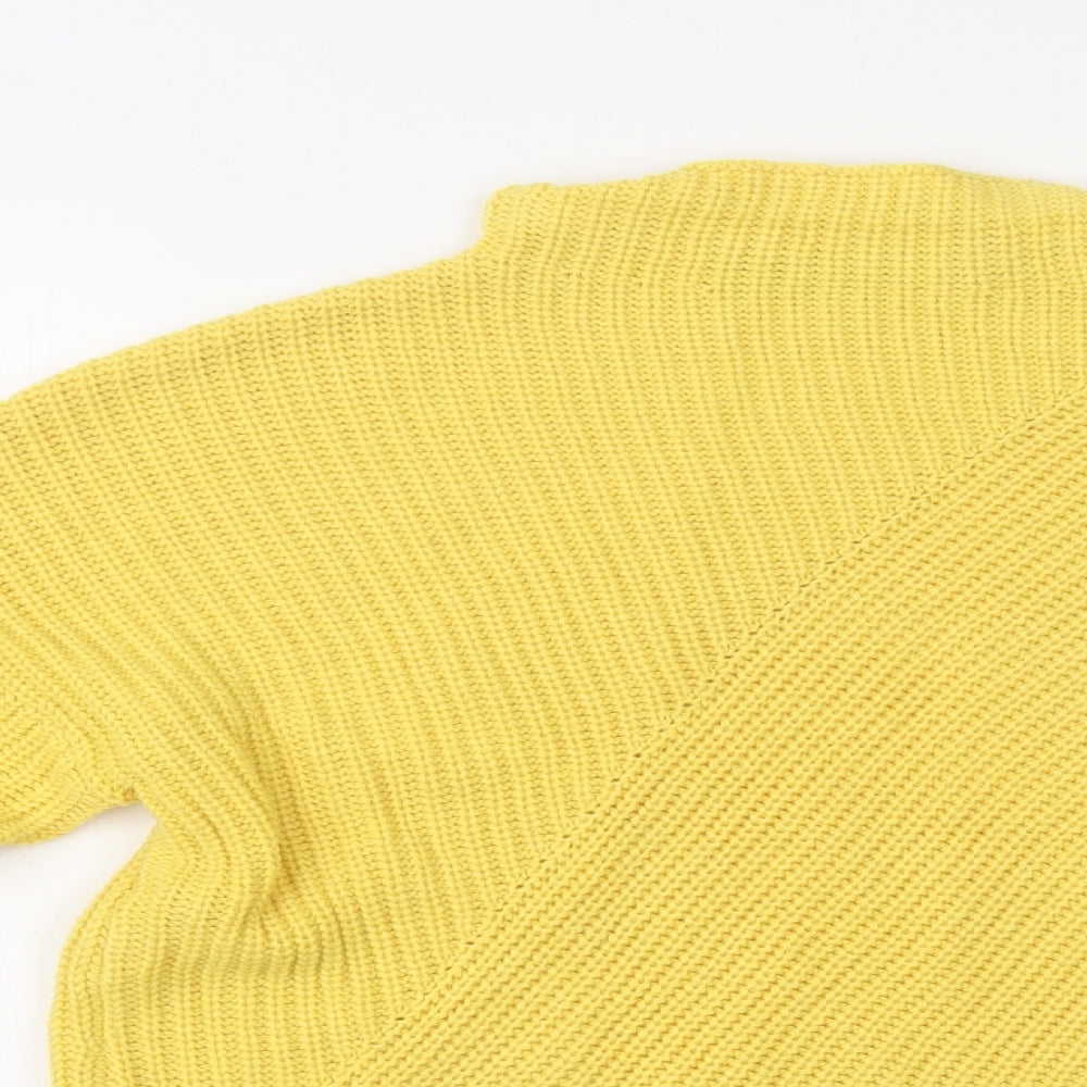 Dorothy Perkins Womens Yellow Mock Neck  Acrylic Pullover Jumper Size 8