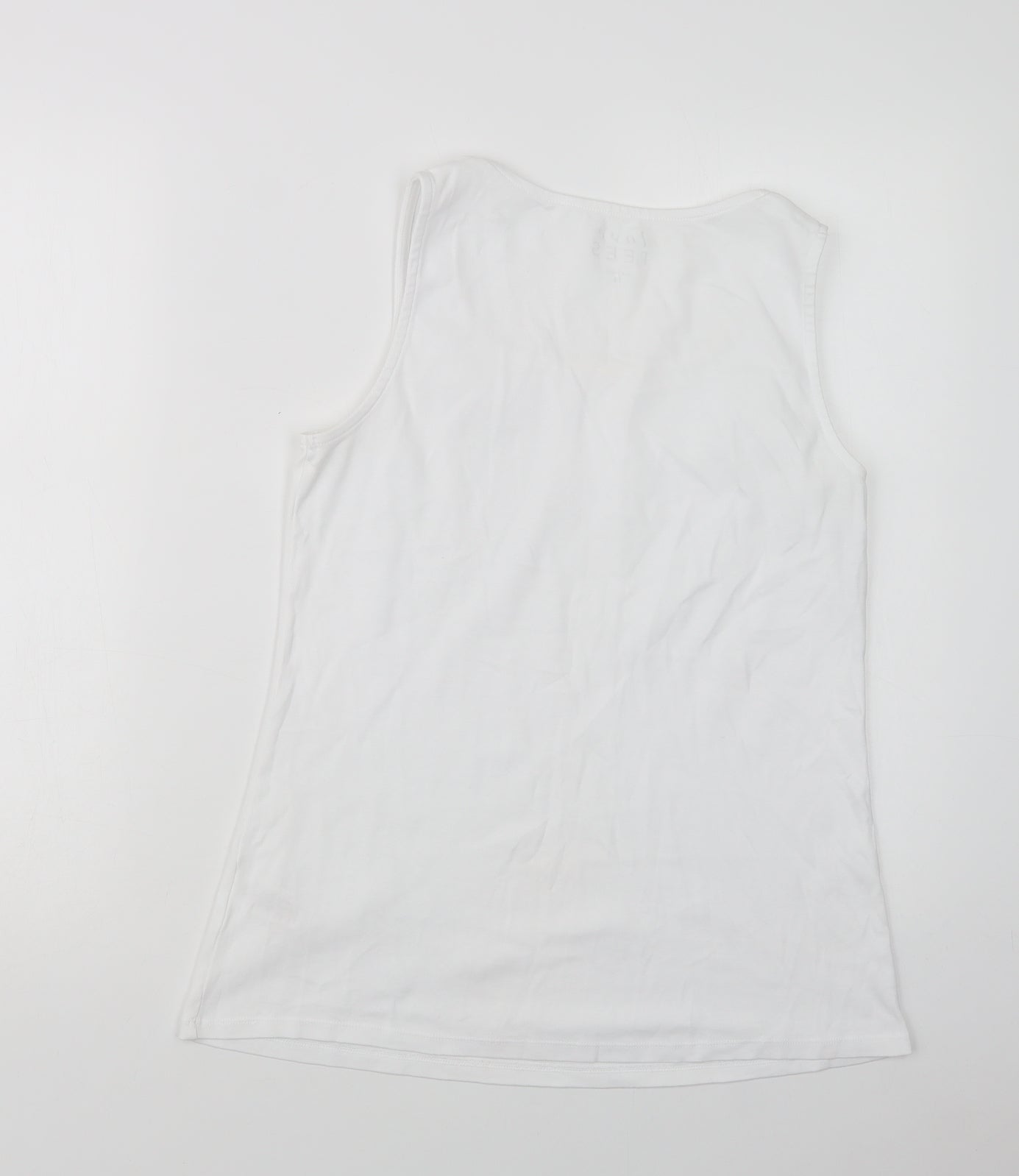 Love Tees Womens White  Cotton Basic Tank Size 14 Crew Neck