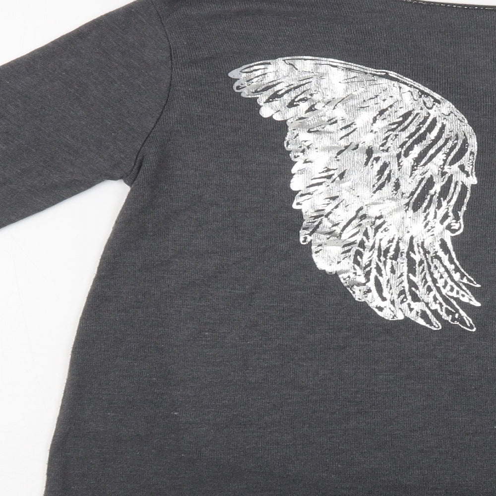 Preworn Womens Grey Round Neck  Viscose Pullover Jumper Size L   - Wings