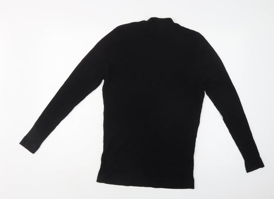 Common People Womens Black Mock Neck  Viscose Pullover Jumper Size XL
