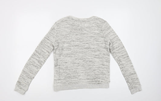 Papaya Womens Grey Crew Neck  Cotton Pullover Jumper Size 10   - Lace Detail