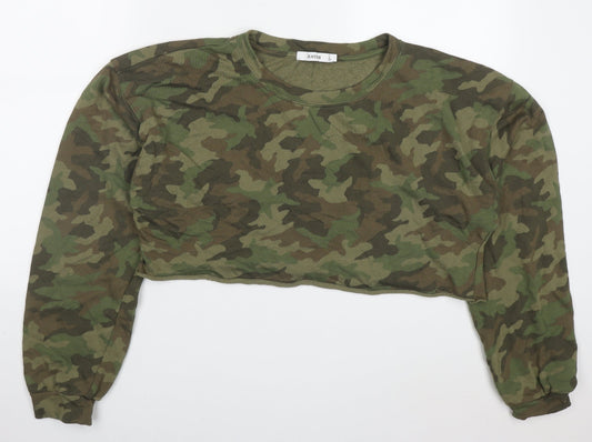 Just Fab Womens Green Camouflage Cotton Pullover Sweatshirt Size XL  Pullover