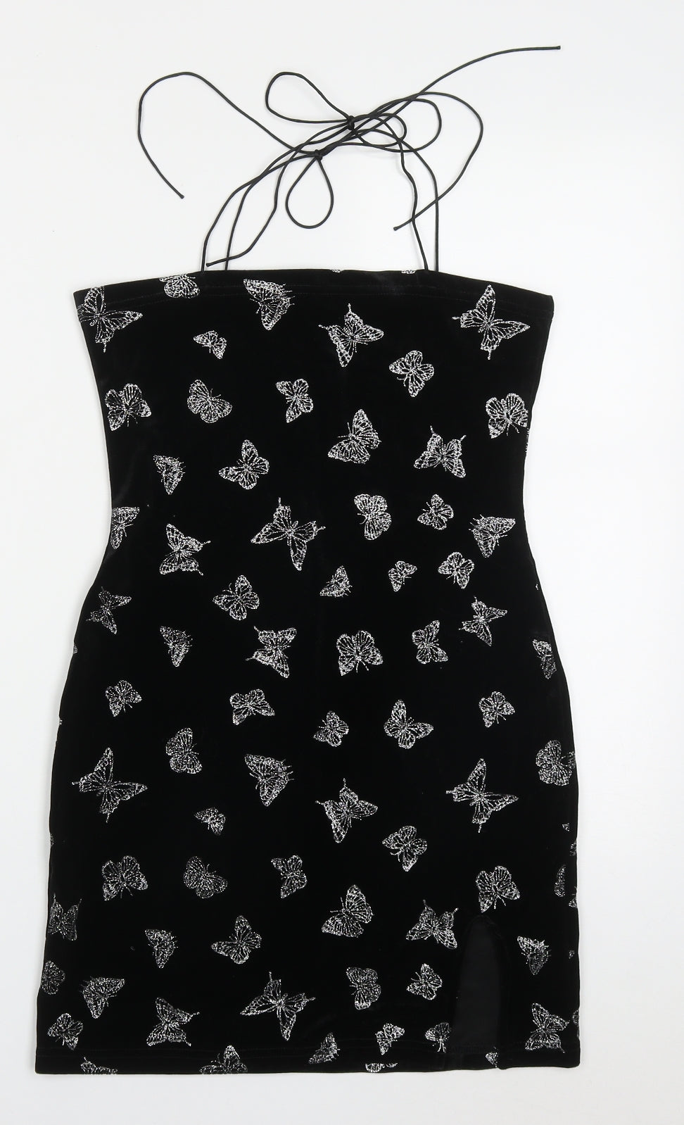 SheIn Womens Black  Polyester Mini  Size S  Round Neck Pullover - Butterflies