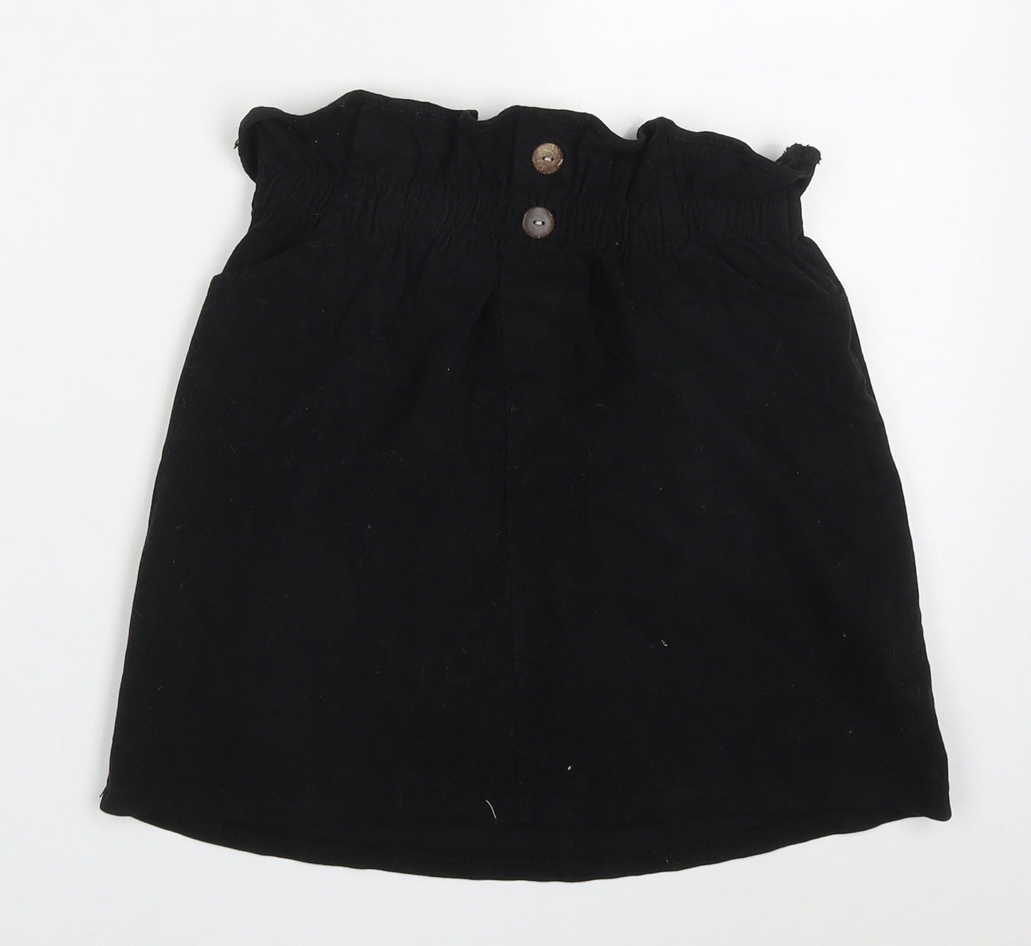 Preworn Womens Black  Cotton Mini Skirt Size 26 in