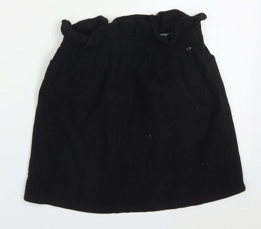 Preworn Womens Black  Cotton Mini Skirt Size 26 in
