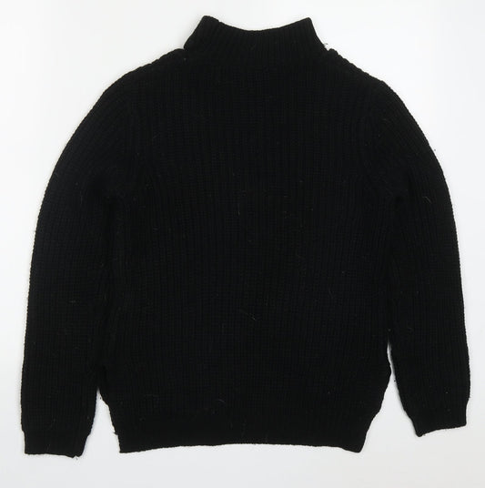 Red Herring Womens Black Round Neck  Acrylic Pullover Jumper Size 8