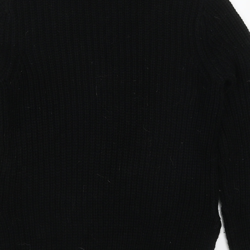 Red Herring Womens Black Round Neck  Acrylic Pullover Jumper Size 8