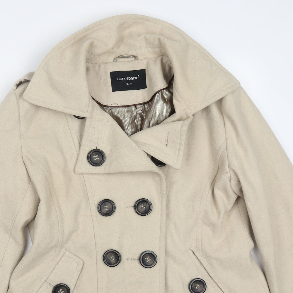 Atmosphere Womens Beige   Pea Coat Coat Size 12  Button