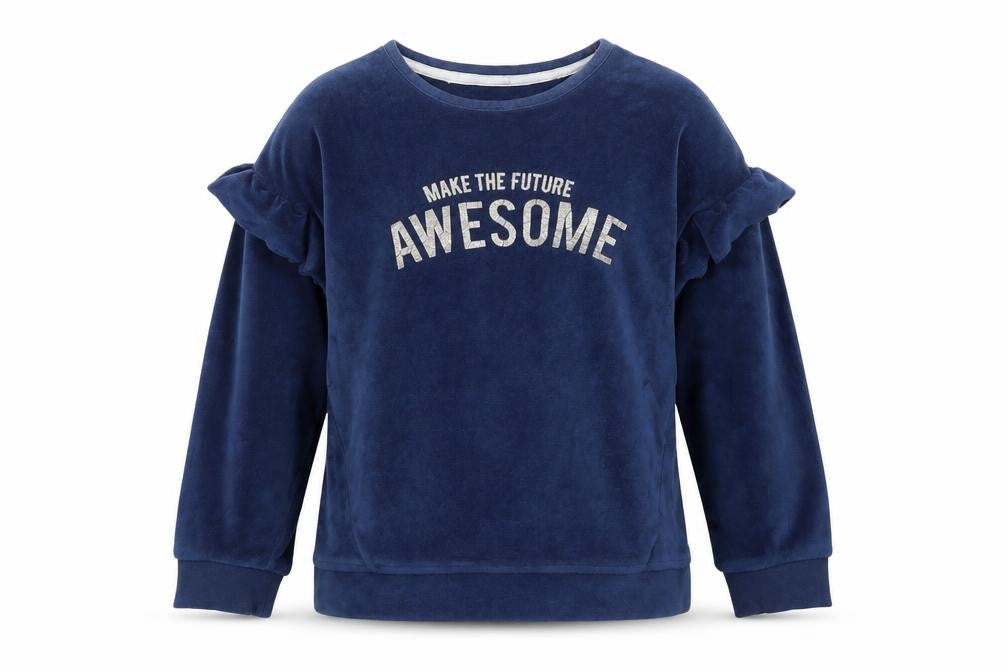 M&S Girls Blue  Polyester Pullover Sweatshirt Size 7-8 Years
