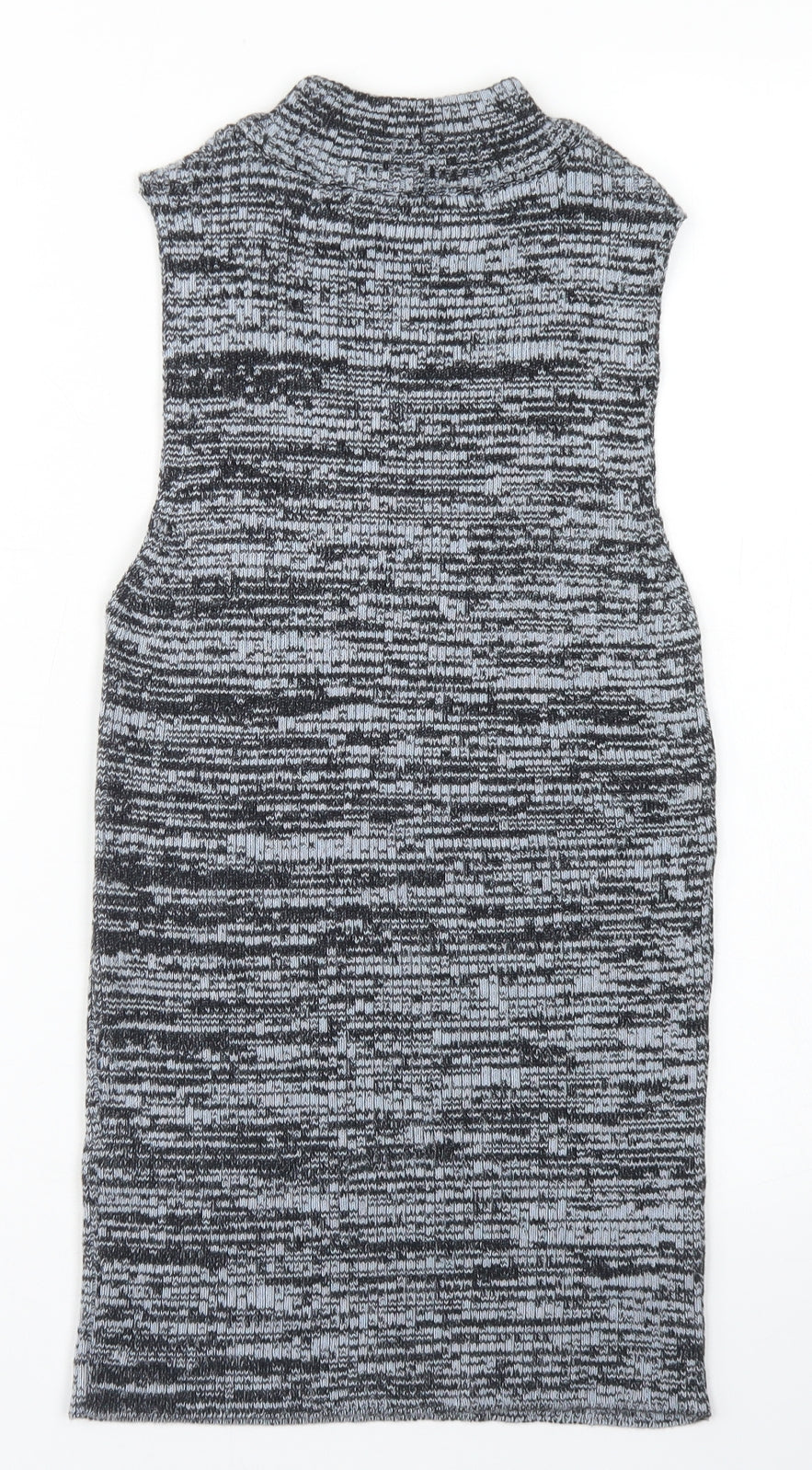 New Look Womens Blue Mock Neck Striped Acrylic Vest Jumper Size 10