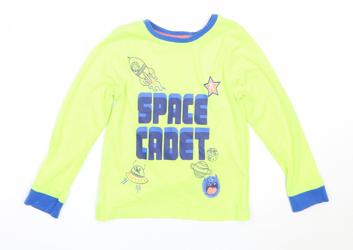 George Boys Green  Polyester Basic T-Shirt Size 5-6 Years Round Neck